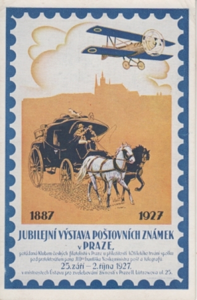 Dostavník 1927 09 001 CZ ● - Jubilejní výstava poštovních známek
